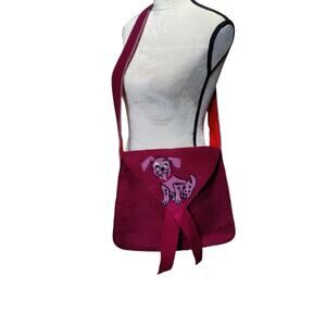 Handmade Purple Felted Wool Purse Dalmation Dog Puppy Shoulder Bag